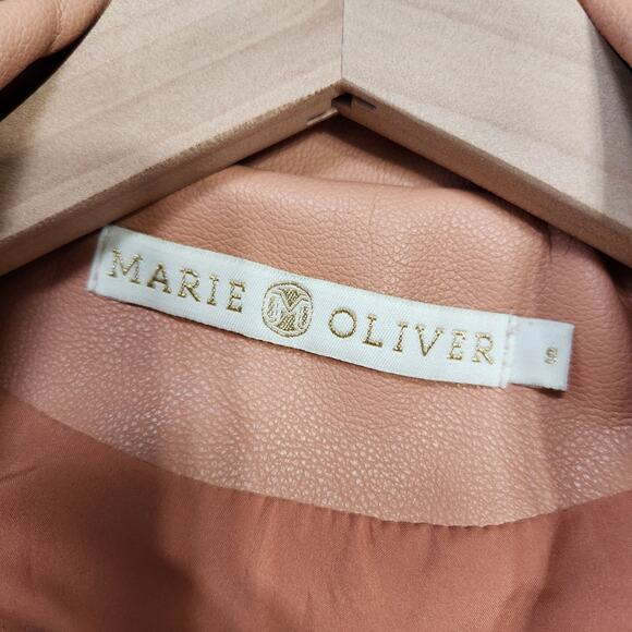 Marie Oliver Maeve Moto Jacket Vegan Leather in Beige Blush, S - Picture 10 of 11